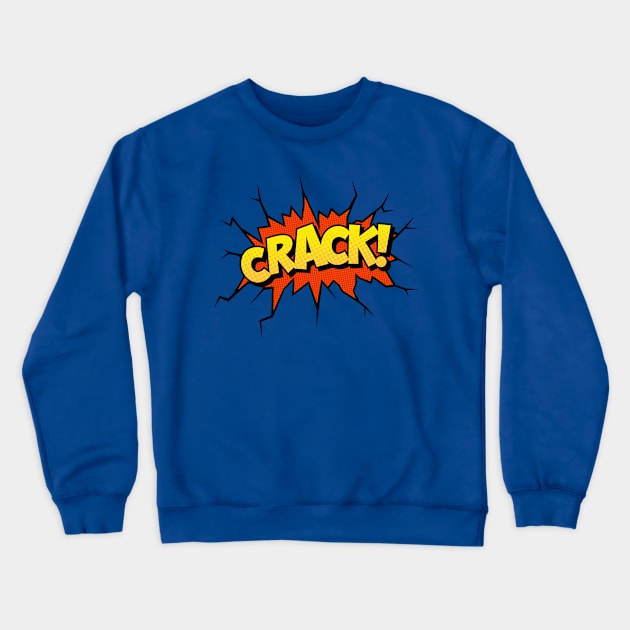 Crack! Comic Book Text Crewneck Sweatshirt by JunkyDotCom